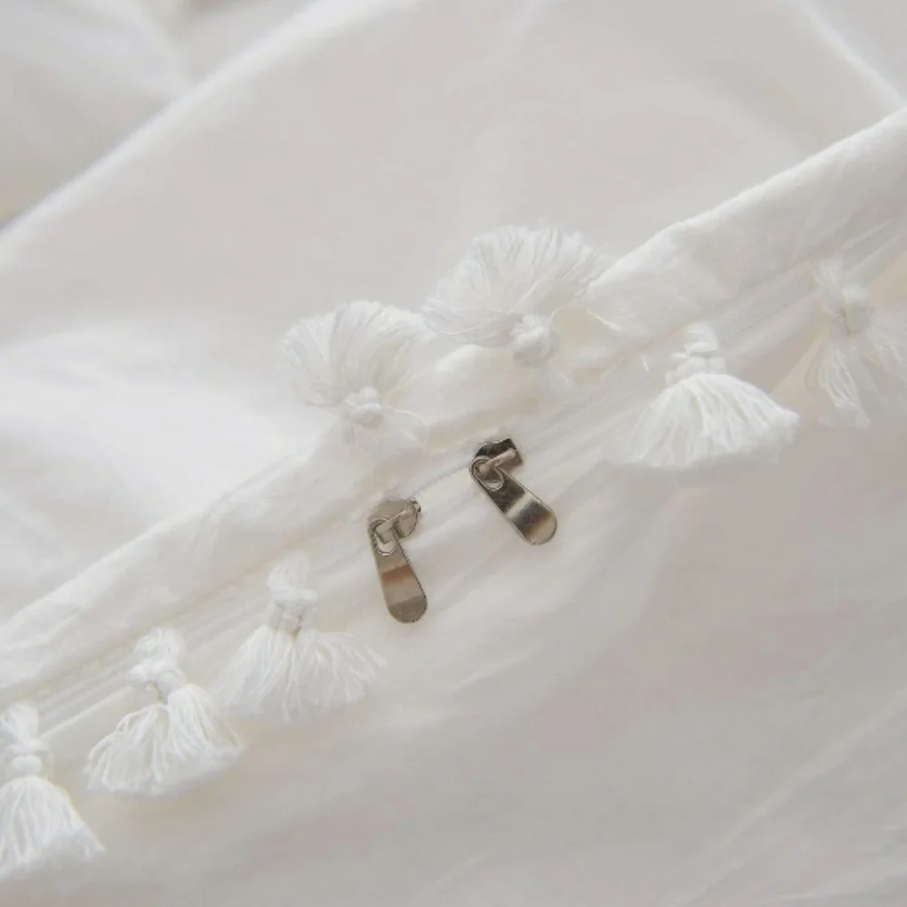 ⭐🆕 Boho White washed tassle duvet cover set